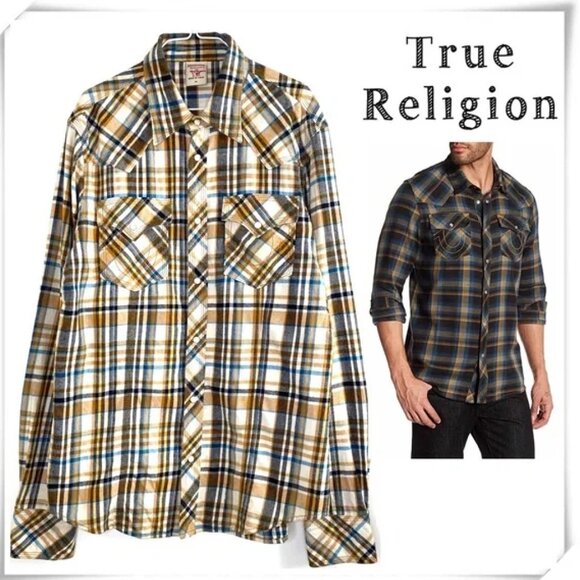 True Religion Other - True Religion Flannel Plaid Western Snap Men's Size XXXL